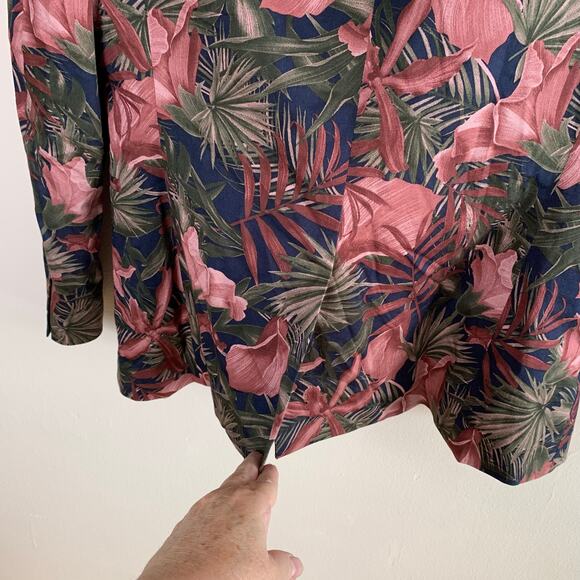 JF J. Ferrar 40R Mens Slim Fit Sport Coat Jacket Blazer Rose Red Tropical Floral - Picture 6 of 10